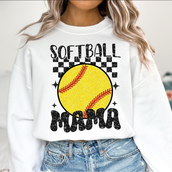 Hand Crafted Tops - Softball mama sweatshirt
